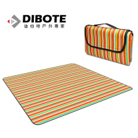 迪伯特DIBOTE 多功能防水地墊野餐墊/露營墊/防水地墊布(150 x 180cm) -橘條紋