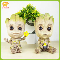 LXYY New Anime Tree Groot Silicone Mold Candle Soap Gypsum Resin Concrete Potted Handmade Decoration Mould