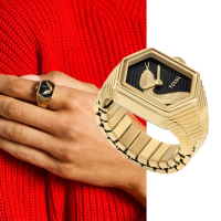 【FOSSIL 官方旗艦館】Watch Ring 金蛇璀璨蛇年限量手錶戒指 金色不鏽鋼鍊帶 15MM ES5382