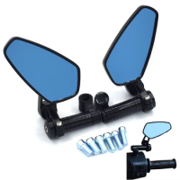 Universal CNC motorcycle rearview mirror blue anti-glare convex mirror For Honda PCX125 PCX150 NC750S 599 CBF125 CBF190R CB500X