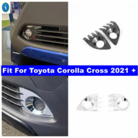 Fit For Toyota Corolla Cross 2021 - 2023 Front Bumper Fog Lights Lamps Panel Cover Trim Chrome / Carbon Fiber Exterior Refit Kit