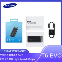 Samsung T5 EVO Portable SSD Solid State Drive TYPE-C USB3.2 Gen1 2TB 4T 8TB High Speed 5Gbps Storage External Hard Disk Drive