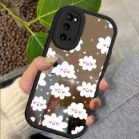 เคส Samsung S20 S20 FE/S20 Plus เคสโทรศัพท์ทาสีเมฆสีขาวขี้อาย พื้นผิวกระจก ฝาครอบบางเฉียบ เปลือกกันก