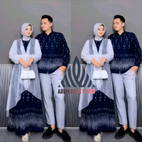 Arum Baju Tenun Dress Tenun Set Couple Pasangan Baju Lebaran Raya Mariposa Hana Kualitas Premium