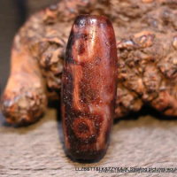 Energy Tibetan Old Agate Cinnabar 9 EYE TOTEM dZi Bead Amulet