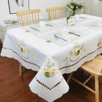 Embroidery Tablecloth childlike Farmland Chicks Table napkin Easter Home Decor Silk-touch Fiber Table Mat Hollow-cut Dust Cover
