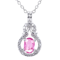 【DOLLY】0.70克拉 18K金天然粉紅藍寶石鑽石項鍊