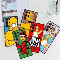 Funny Homer Simpson For Samsung Galaxy S24 S23 S22 S21 S20 FE S10 S9 S10E S8 Plus Ultra Lite 5G TPU Black Phone Case