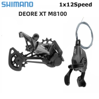 Shimano Deore XT M8100 Derailleur Groupset SL-M8100-R Trigger Shifter Lever and RD-M8100-SGS Rear Derailleur for Mountain Bikes
