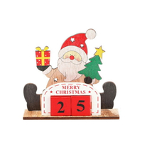 聖誕節腳開開老人麋鹿手拿禮物 木質日曆 擺飾【BlueCat】【XM0357】