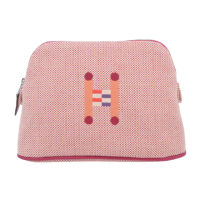 【Hermes 愛馬仕】Bolide Crazy H 刺繡帆布收納包(迷你/橙/覆盆子)