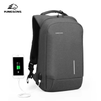 Kingsons Men's Backpack Fashion Multifunction USB Charging Men 13 15 inch Laptop Backpacks Anti-theft Bag For Men