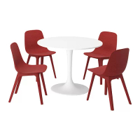 DOCKSTA/ODGER 餐桌附4張餐椅, 白色/紅色, 103 公分