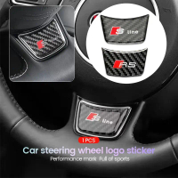 Pelekat logo RS 3D gentian karbon hitam untuk dipasang pada stereng kereta, sesuai untuk Audi S Line