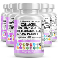 Clean Nutra Collagen Biotin Keratin Hyaluronic Acid & Saw Palmetto For Hair Skin And Nails Vitamins 