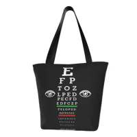 Custom Funny Funny Ophthalmologist Snellen Eye Chart Shopping Tote Bags Reusable Canvas Groceries Sh