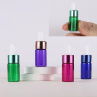 100pcs 3ml Mix Color Glass Bottles With Pipettes Refillable Empty Essential Oil Bottles Mini Dropper Bottles Sample Vials