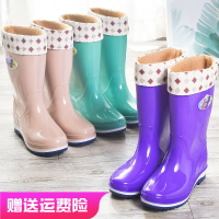雨鞋女高筒下雨靴長筒水靴加絨保暖防滑時尚秋冬水鞋中筒成人