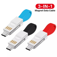 3 in 1 Portable Mini Keychain USB Cable Micro USB Type C For iPhone 12Mini Pro Max 11 XR 8 Data Charging Cable Mobile power cord