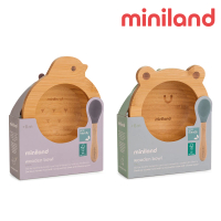 【Miniland】可愛動物木碗湯匙組/兒童餐具/學習餐具(2款選擇)