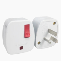 1pcs AU 3 Pin Plug Adapter With ON/OFF Switch Power Sockets Rewireable Electrical Socket AC Outlet For Power Extension Cable