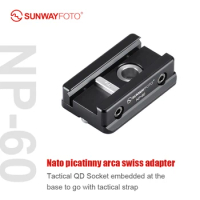 SUNWAYFOTO NP-60 Picatinny Arca-Swiss Tripod Dovetail Adapter Mount Arca/RRS Compatible