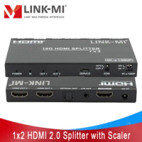 LINK-MI 1x2 HDMI 2.0 Splitter with Scaler/Audio Extract 18G HDCP2.2 1.4 HDMI 2.0b 4K2K@50/60Hz (4:4:4) EDID 1080P AV Splitter