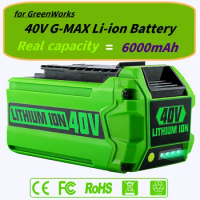 For Greenworks 40V Batteries 6Ah GreenWorks G-MAX Li-ion Battery Manufacturer Replacement Battery for Lawn Mower Power Tools