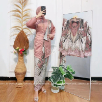 NAYANIKA BATIK - Batik Couple Modern Atasan Melayu Rose Hitam Teracota KALUNA Set Kebaya Wisuda Keki