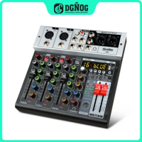 Professional 4 channel DJ Mixer DGNOG UR04 USB Audio Mixing console Music Studio 16 DSP Effect Sound Table for Podcast Streaming