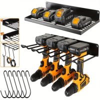 Power Tool Organizer With Charging Station,Drill Holder Wall Mount,Heavy Duty Pegboard Wall Organizer Set Solid Metal Black