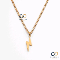 Kalung rantai titanium liontin petir warna gold