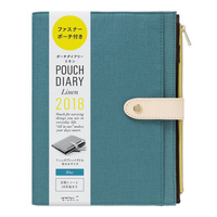 【MIDORI】Pouch Diary 2018亞麻手帳收納包(A5)-藍