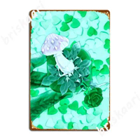Green Rose And Mushroom In My Hands Metal Sign Printing Pub Home Wall Decor Tin Sign Posters
