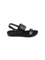 Black Microfiber Sandals Open Toe Flats 0.75 inch AG-2739