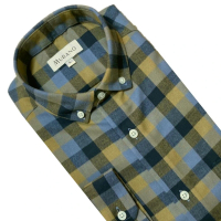 【MURANO】經典格紋長袖襯衫-藍黃格 M-2XL(台灣製、現貨、長袖、格紋)