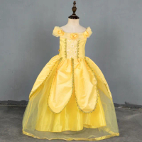 【橘魔法】黃色公主洋裝 不含魔法棒.皇冠 (長裙 洋裝 女童 長洋裝 萬聖節 聖誕節)