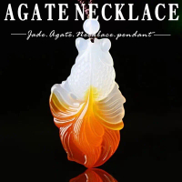 จี้สร้อยคอปลาคราฟ อาเกต Chalcedony สีธรรมชาติ สำหรับผู้ชายและผู้หญิง สร้อยคอจี้แฟชั่น สไตล์ Vogue