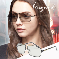 【MEGASOL】寶麗萊UV400偏光金屬方框太陽眼鏡(感光智能變色日夜全天候適用BS8805-多色)