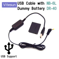 Vitesun USB 5V Power Bank Cable Adapter+ ACK-DC40 NB-6L Dummy Battery DR-40 for Canon S90 S95 SX530 SX600 SX610 SX700 SX710