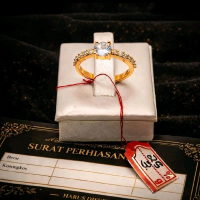 CINCIN wanita Motip Batu permata  Berlapis Emas Muda Perhiasan Wanita Premium Mewah Elegan