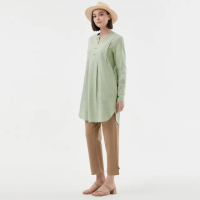 【mamaway 媽媽餵】立領弧形剪接長版孕哺上衣(孕婦裝 哺乳衣)