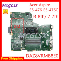DAZ8VRMB8E0 With Cpu i3-8130U/i7-7500U CPU Notebook Mainboard For Acer Aspire E5-476 E5-476G P249-G3-M Laptop Motherboard Used