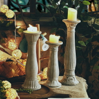 羅馬柱香薰蠟燭臺歐式復古家用西餐燭光擺件水泥攝影道具1入