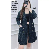 Long blazer jeans tebal lengan panjang varian kancing depan/outer tunik jeans bkk Kantong Lembut Den