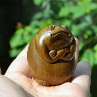 烏木陰沉木金絲楠木雕手工木雕福蛙蟾蜍金蟾手把件文玩手把玩件