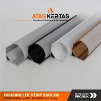 Rumah Lampu Sudut Aluminium Housing Led Strip 3 Meter Siku 16 x 16 mm Tersedia 4 Warna Anodize