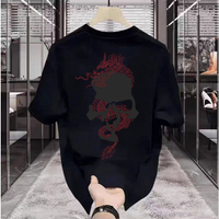 CODRucas Year of Dragon skeleton tee Black - Mens Basic T-Shirt Casual T-Shirt Hipster T-shirt Print
