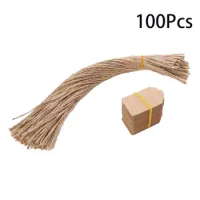 100pcs Blank Kraft Paper Tags with Strings Gift Bag Boxes Hang Tag Labels Cardboard Cards Wedding Christmas Decoration Supplies