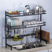 雙層黑色水槽架碗架水槽瀝水架廚房置物架廚房用品